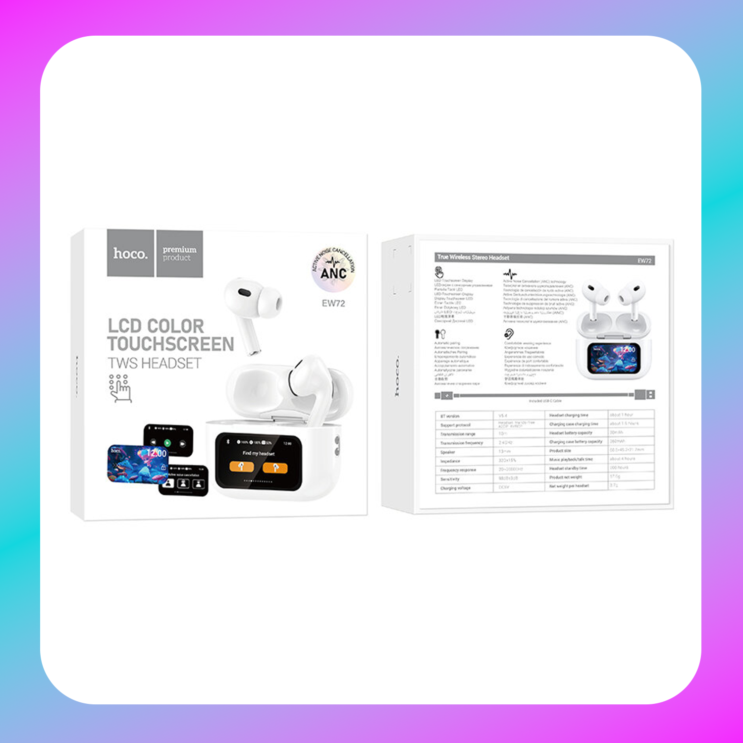 Hoco EW72 Soar True Wireless ANC Noise Reduction Touch Screen Bluetooth Headset