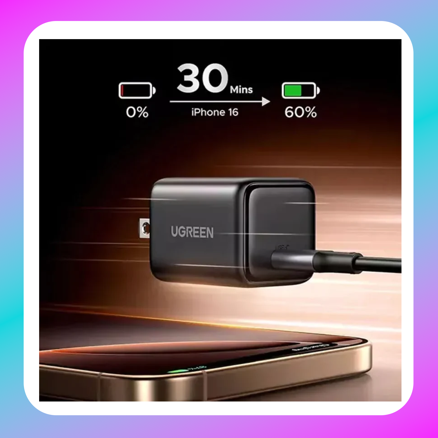 UGREEN 30W 1C GaN Fast Charger (US Space Gray)
