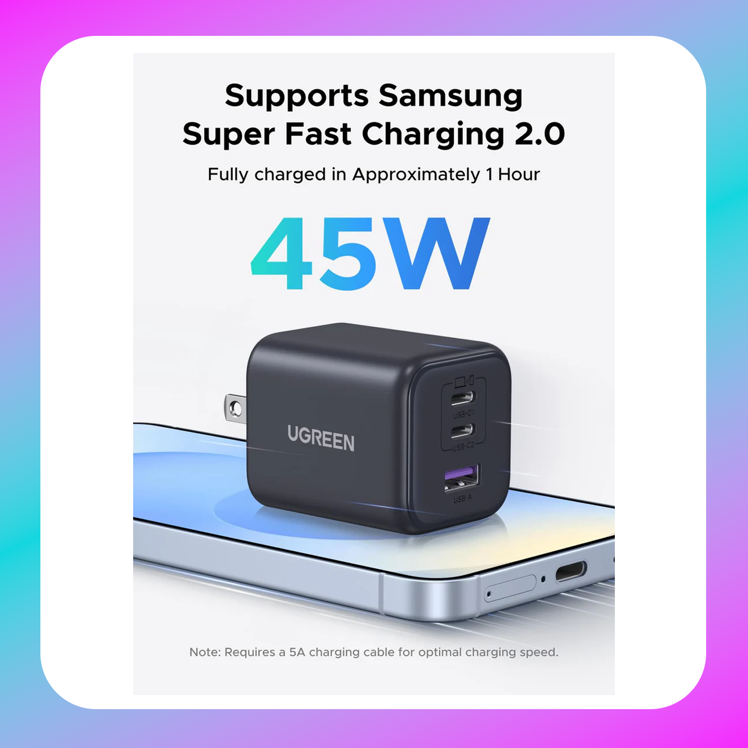 UGREEN 45W 1C GaN Fast Charger (US Gray) Secondary image