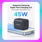 UGREEN 45W 1C GaN Fast Charger (US Gray)