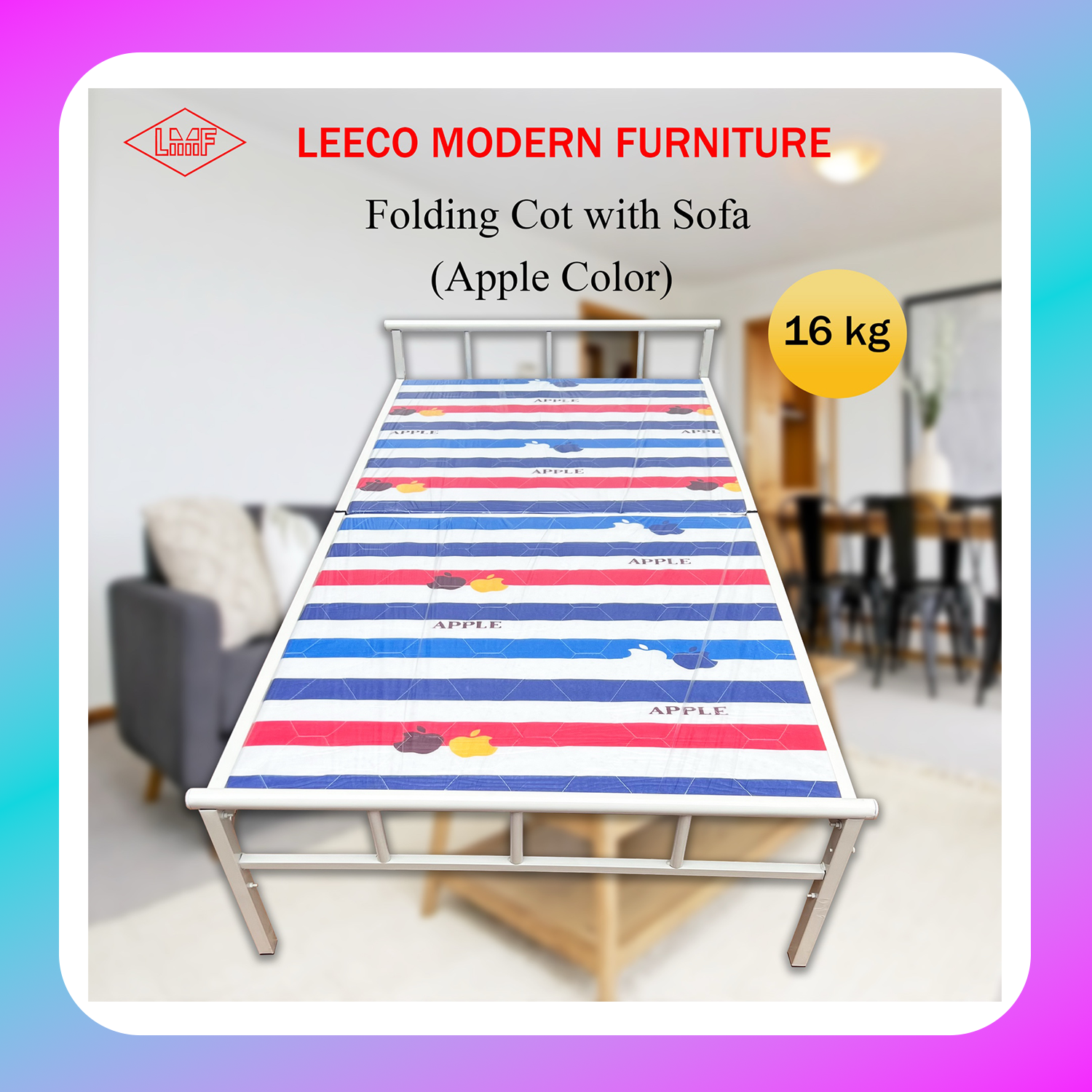 Leeco Folding Cot with Sofa F-05 (Apple)