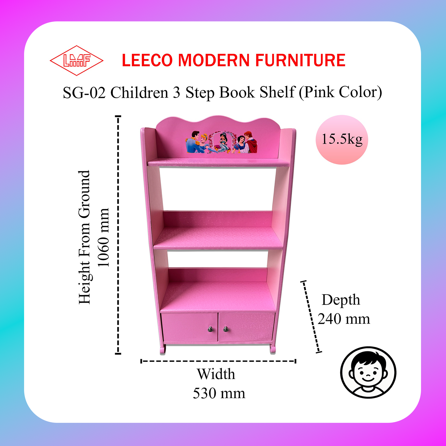 Leeco Children 3 Step Bookshelf SG-02 Main image
