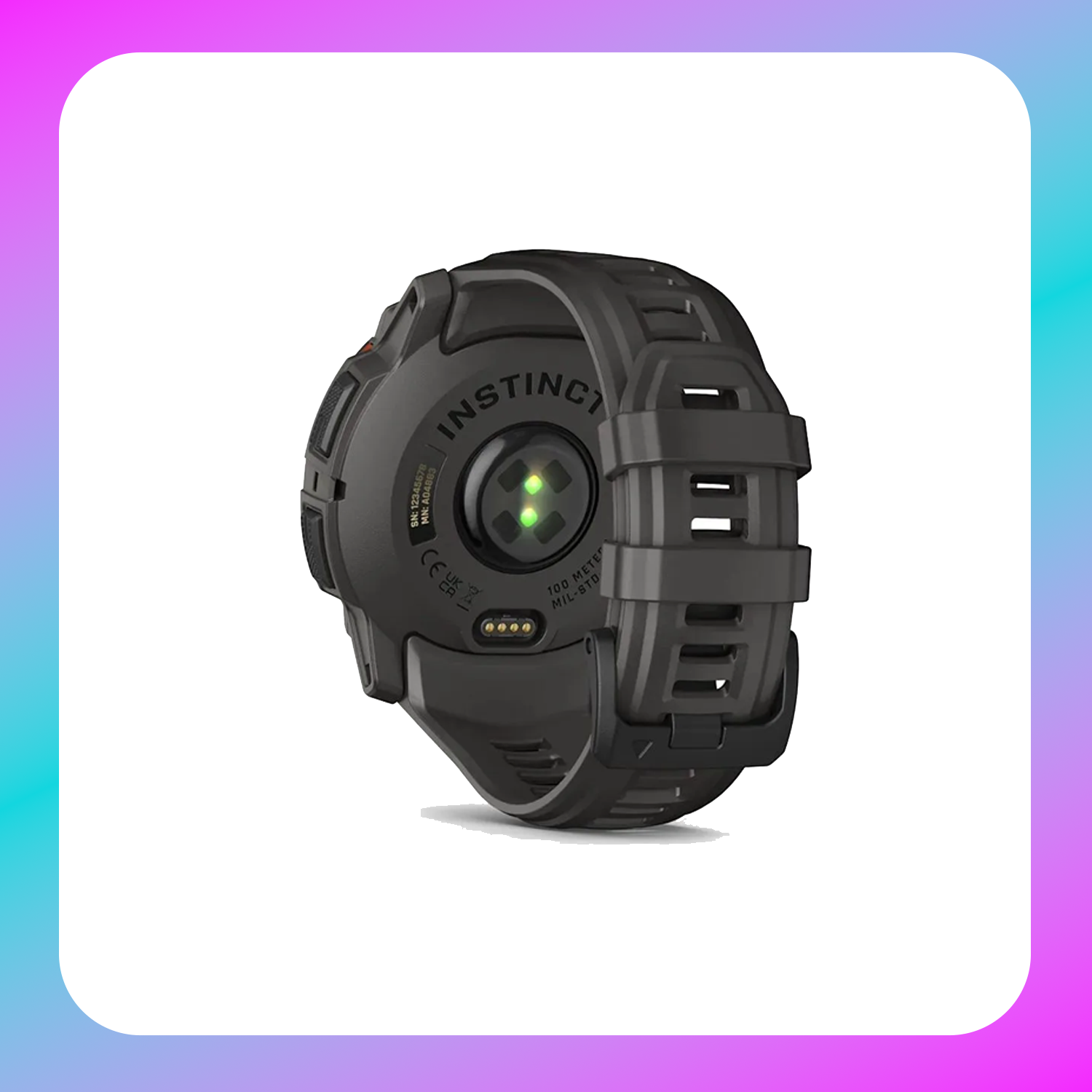 Garmin Instinct 3, 50mm, Solar, Rugged outdoor GPS smartwatches. Black with Charcoal Band