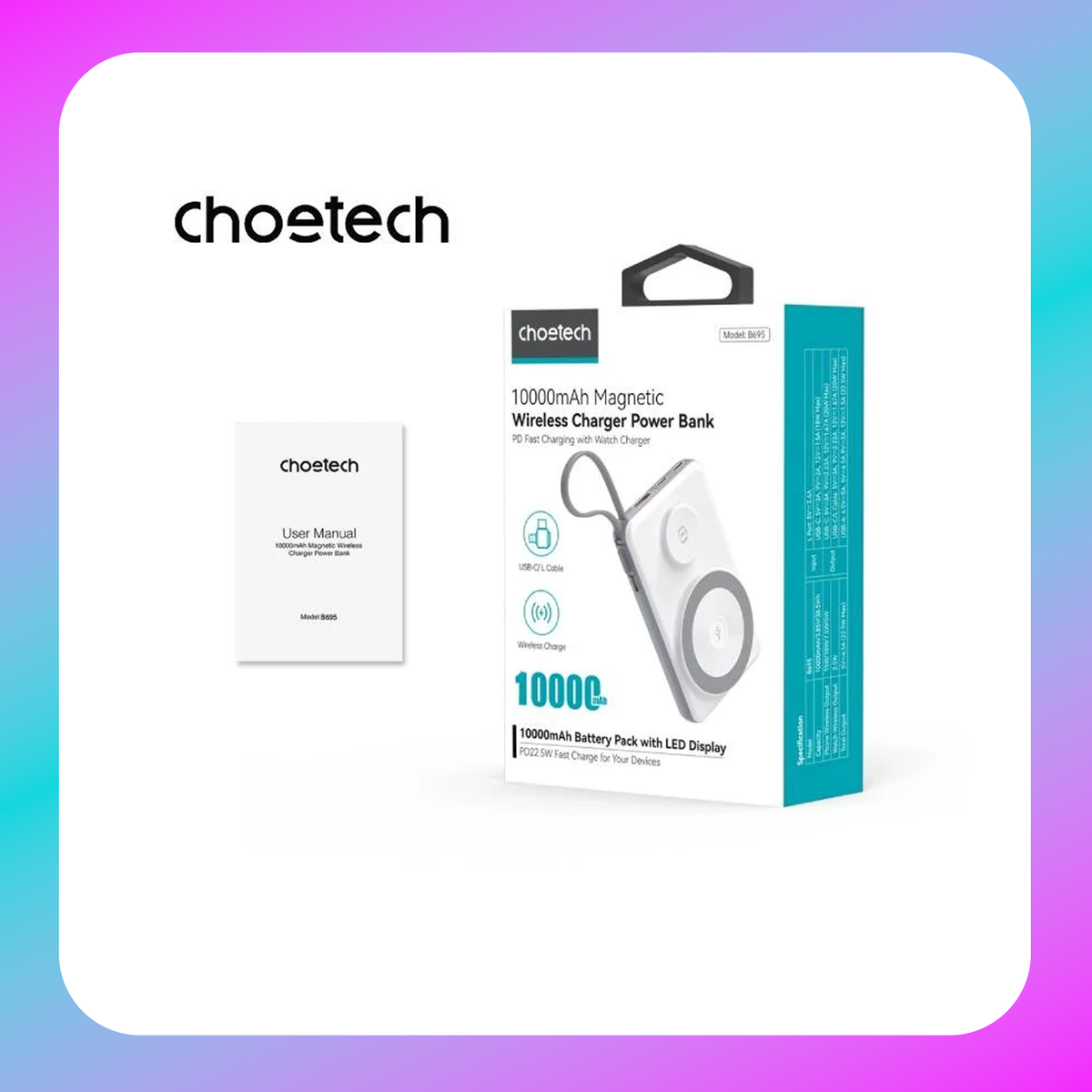 Choetech 10000 mAh LED Display  Power Bank (B695)