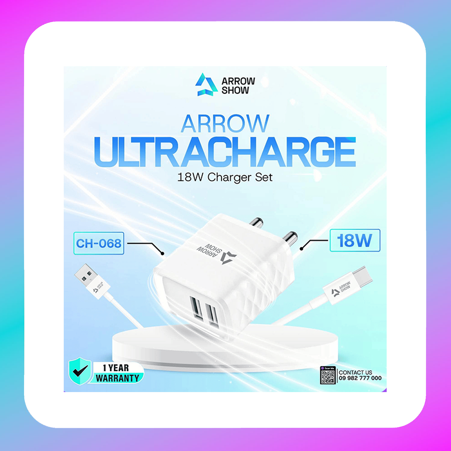 Arrow Show CH 068 Ultra Charge ,18Watt Charger with Cable Main image