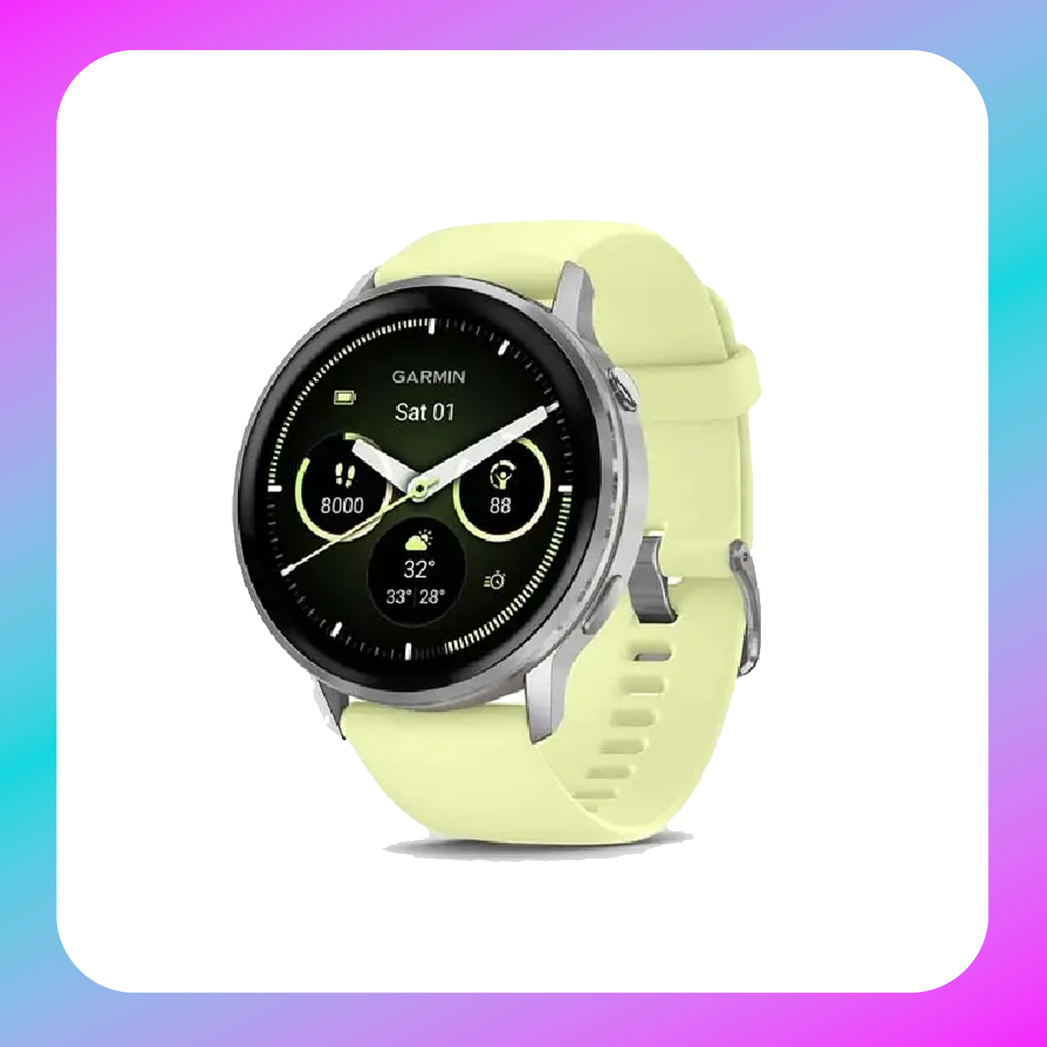 Garmin Venu® 4 - 45mm Smartwatch with Citron Silicone band Main image