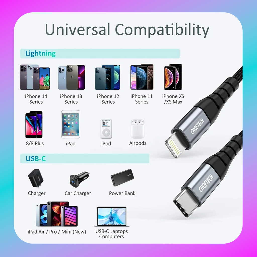 Choetech USB-C to Lightning MFI Cable 1.2m (IP0039)