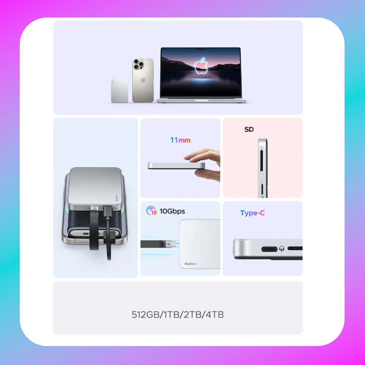 Orico BookDrive P10PRO Magnetic Portable SSD (512G)