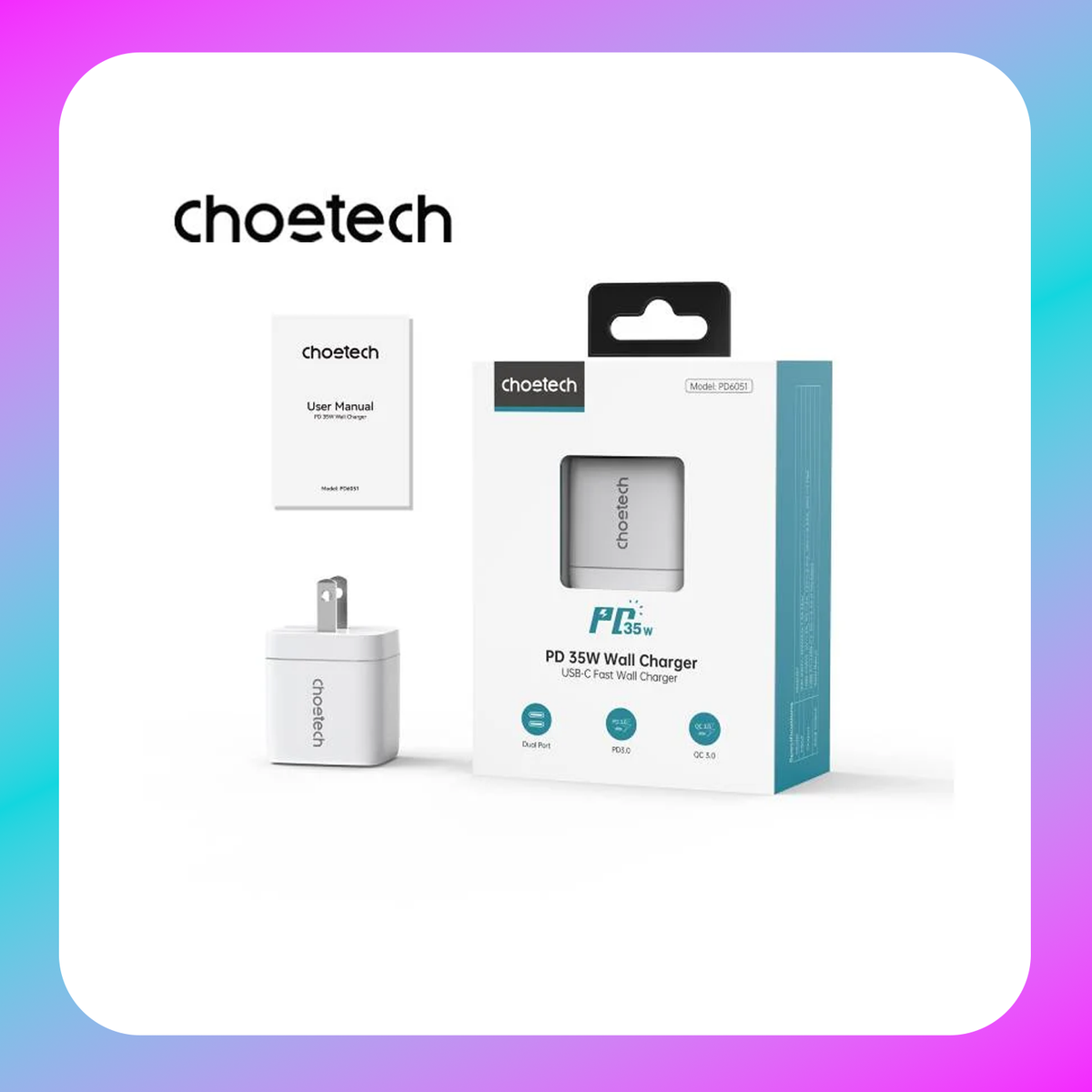 Choetech PD 35W GaN Dual Type-C Charger (PD6051)