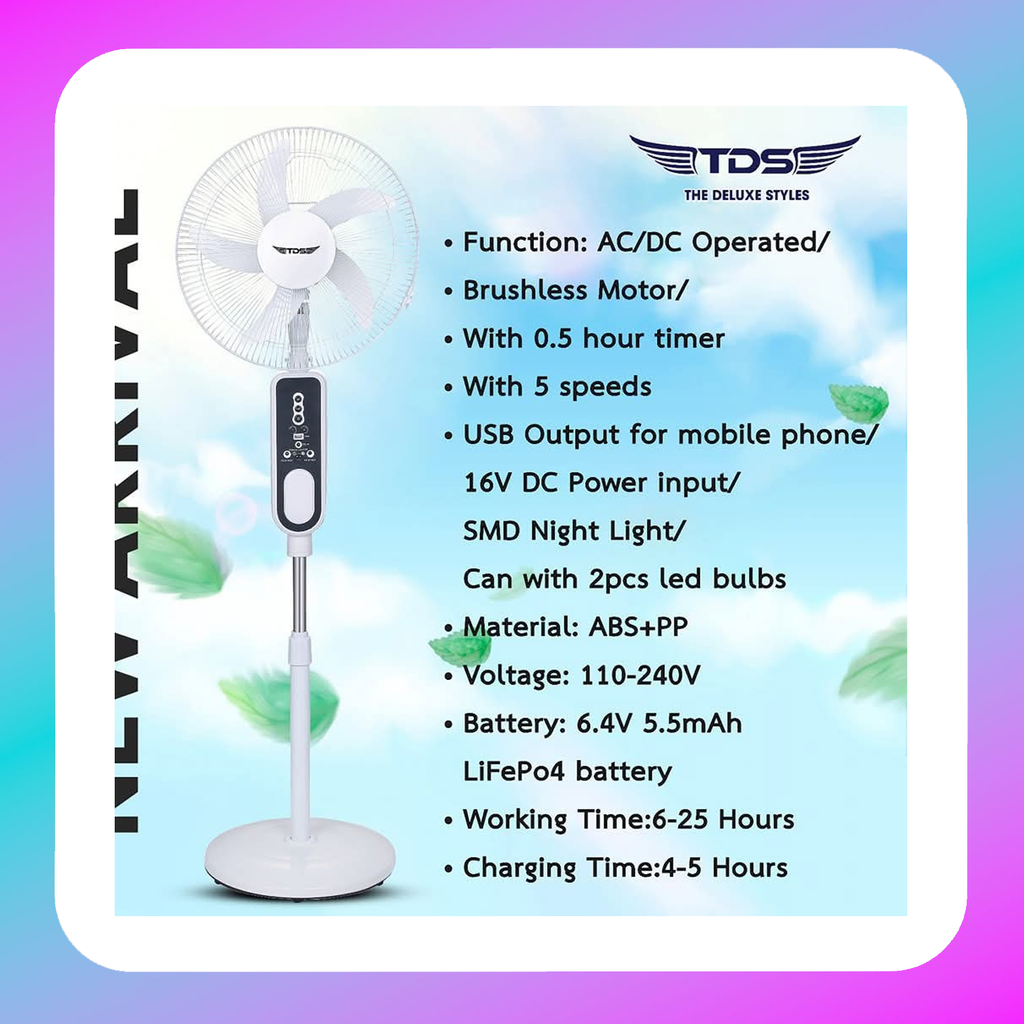 TDS AC/DC Stand Fan (SF-1602R DC)