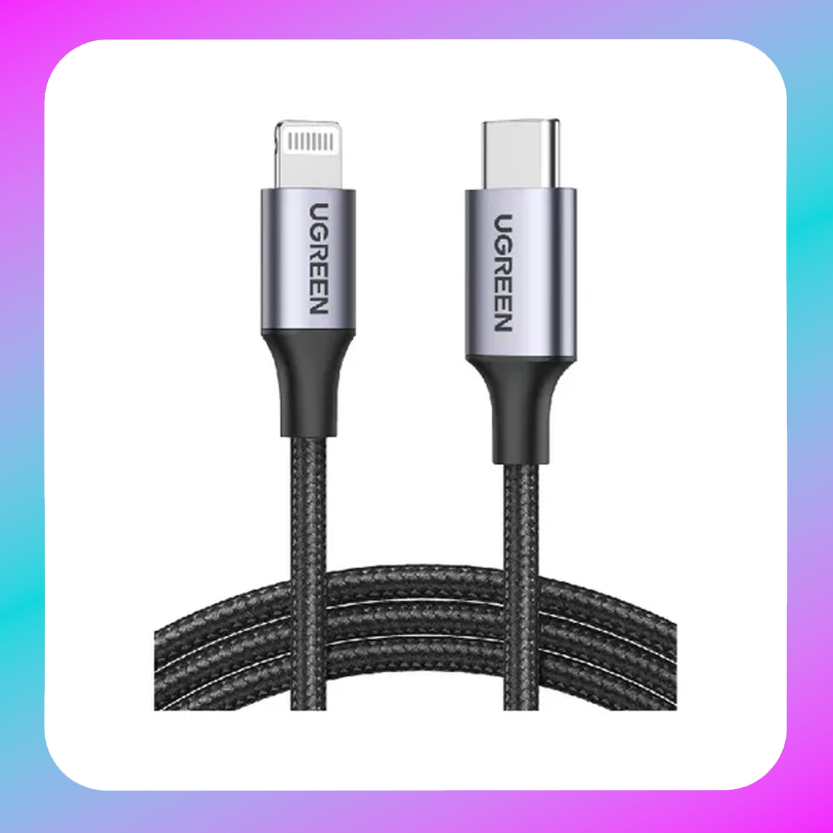 UGREEN MFI USB-C to Lighting Nylon Braided Charging Cable 2m