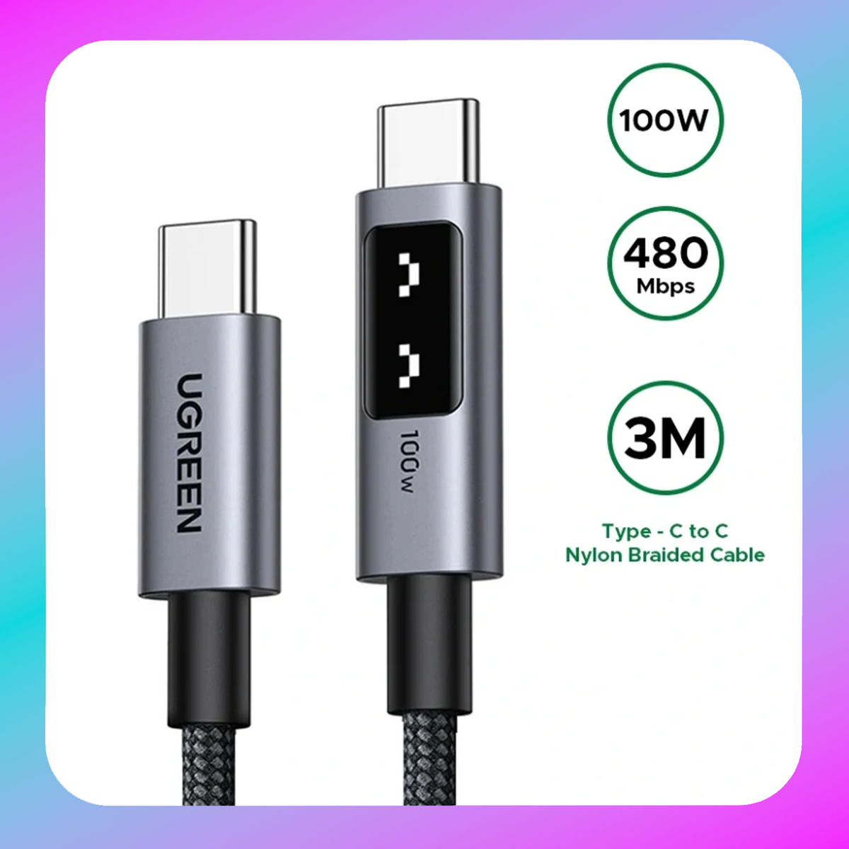 UGREEN Uno USB-C to C PD Fast Charging Cable 3m