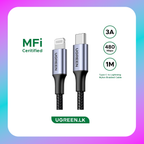 UGREEN MFI USB-C to Lighting Nylon Braided Charging Cable 1m(US304)