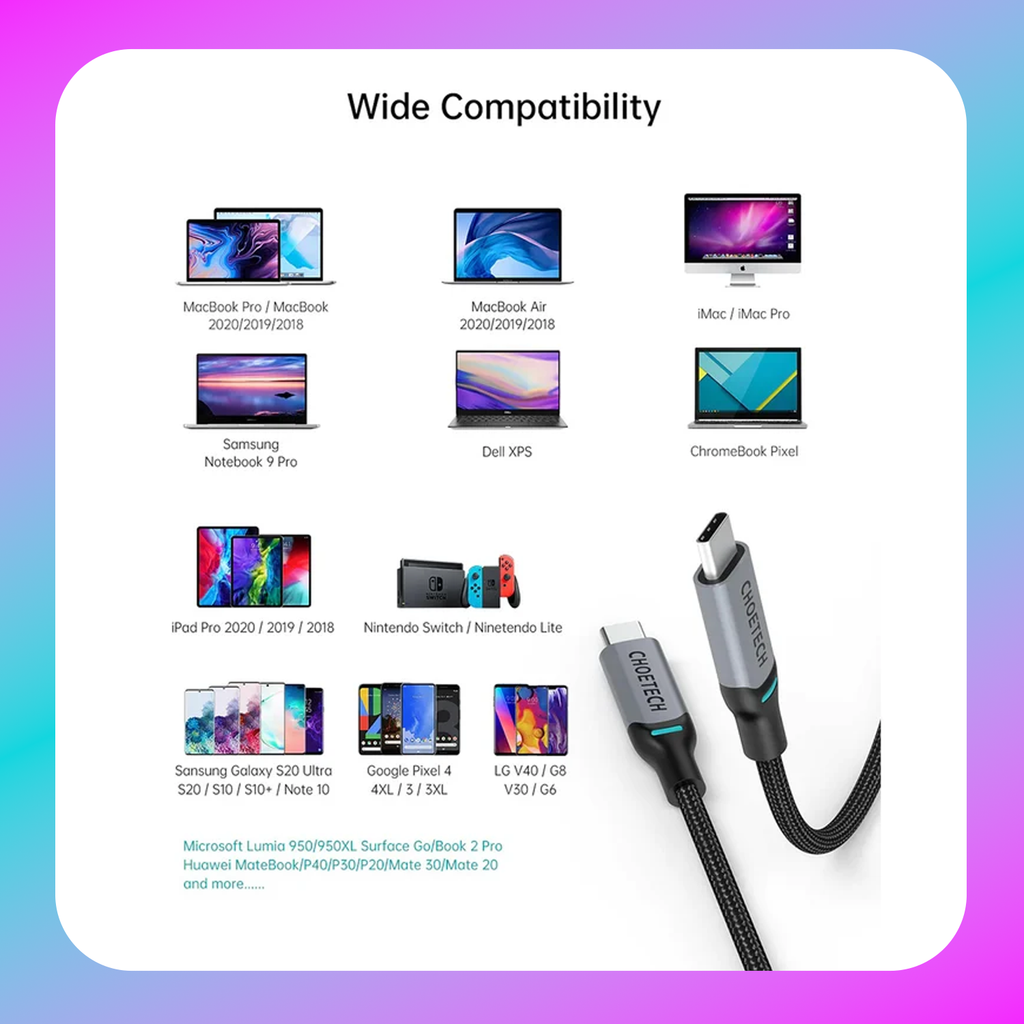 Choetech PD100W USB-C to USB-C Nylon Cable (XCC-1002)