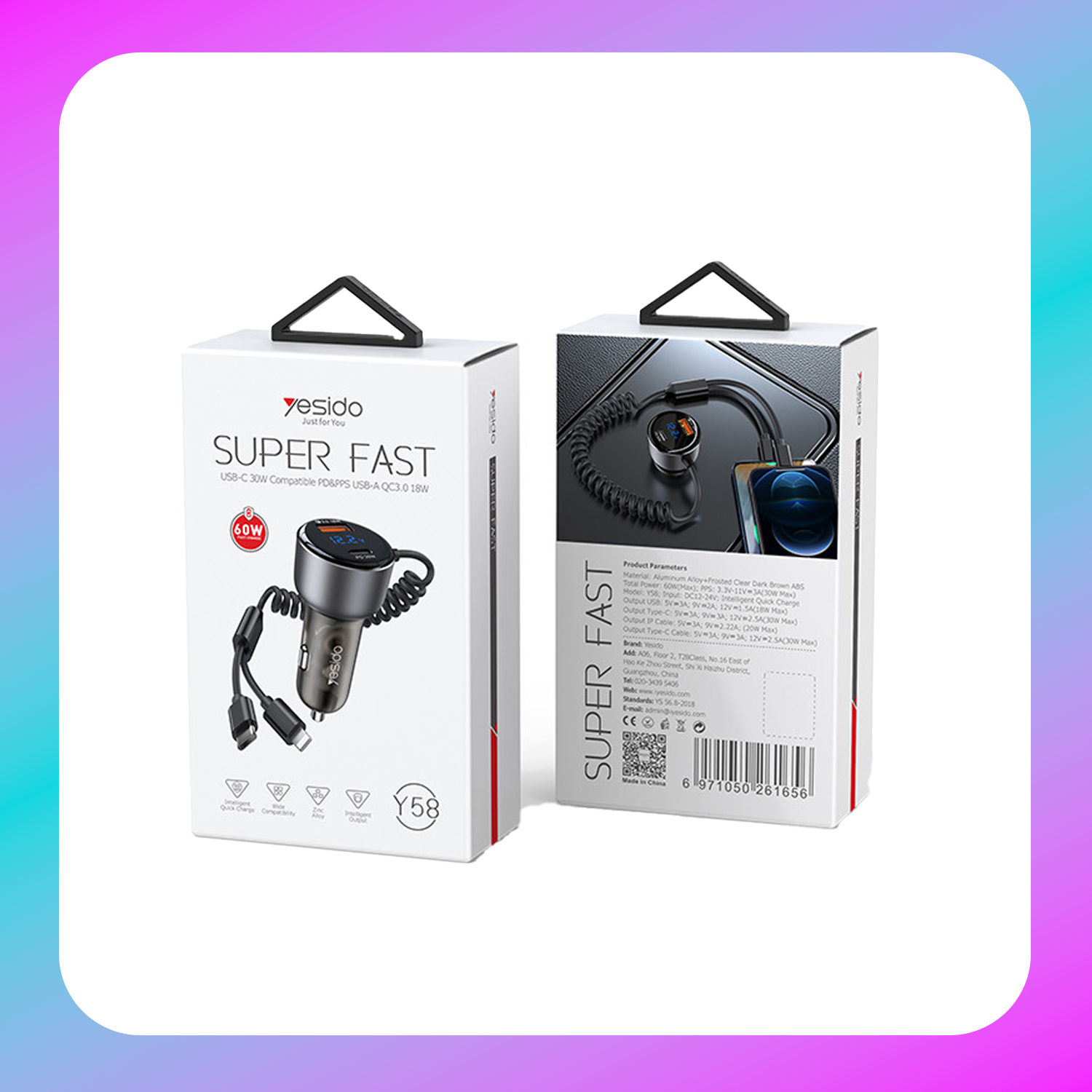 Yesido Y58 60W Fast Charging Car Charger Secondary image