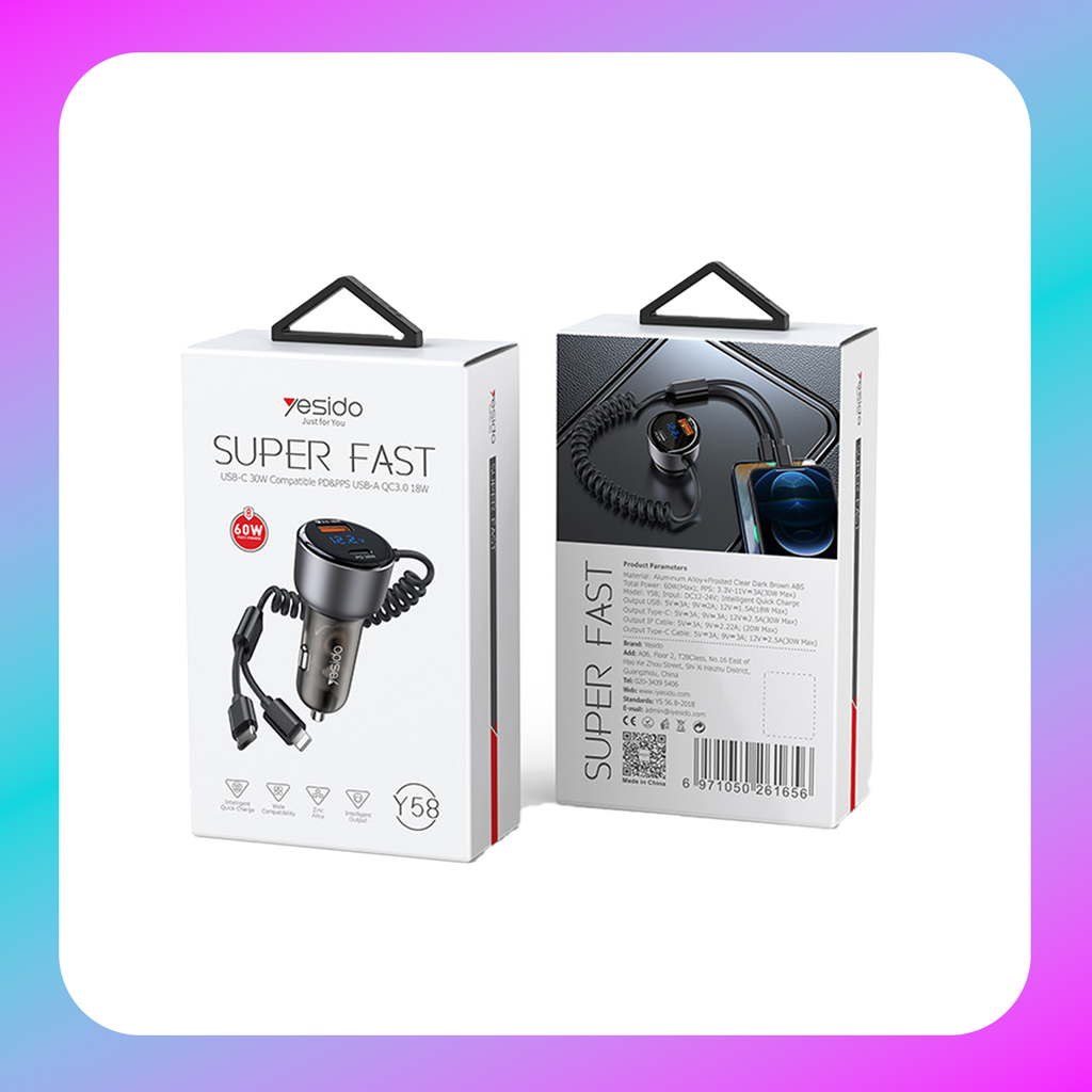Yesido Y58 60W Fast Charging Car Charger