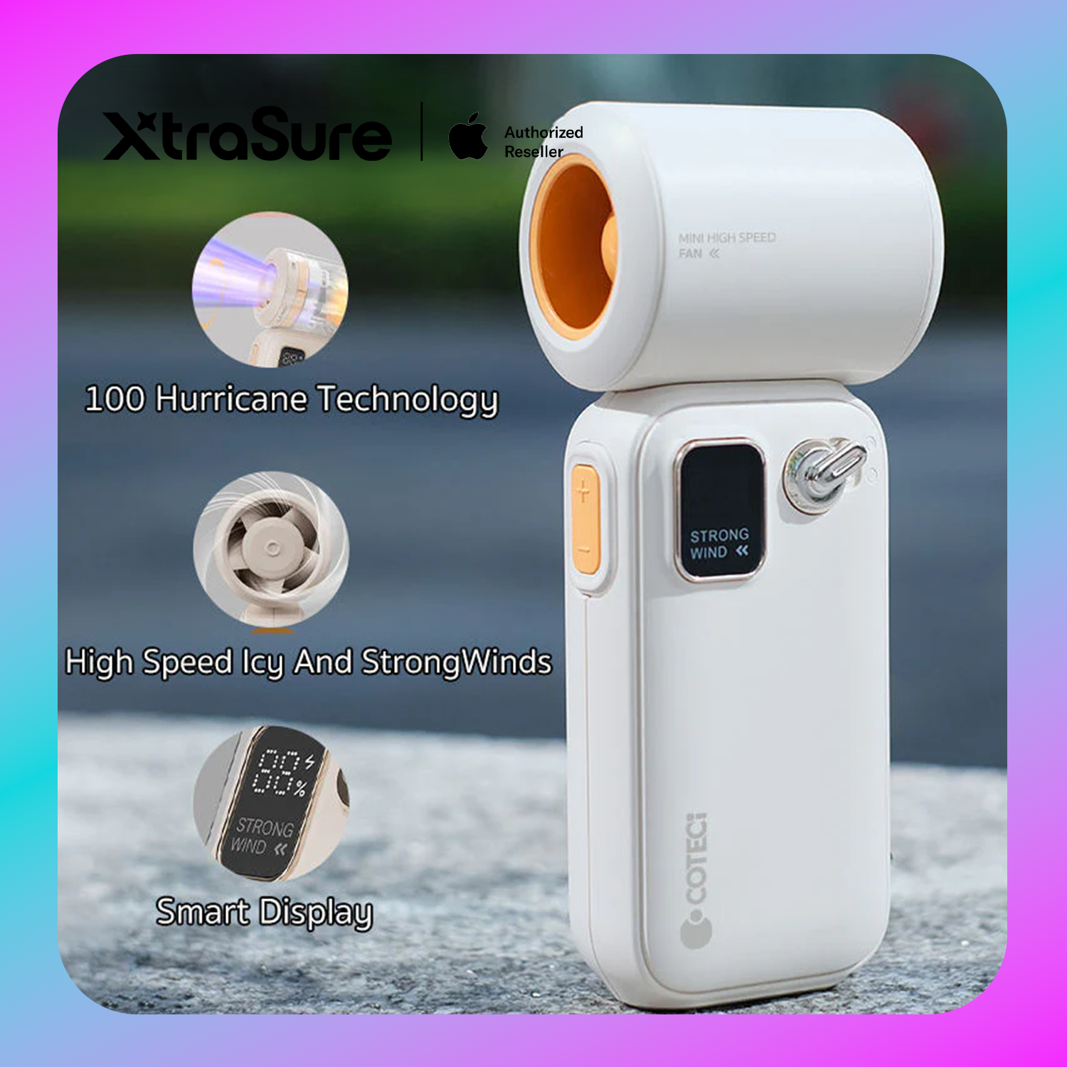 COTECi Mini High-Speed Fan with Smart Display (Apricot) Main image