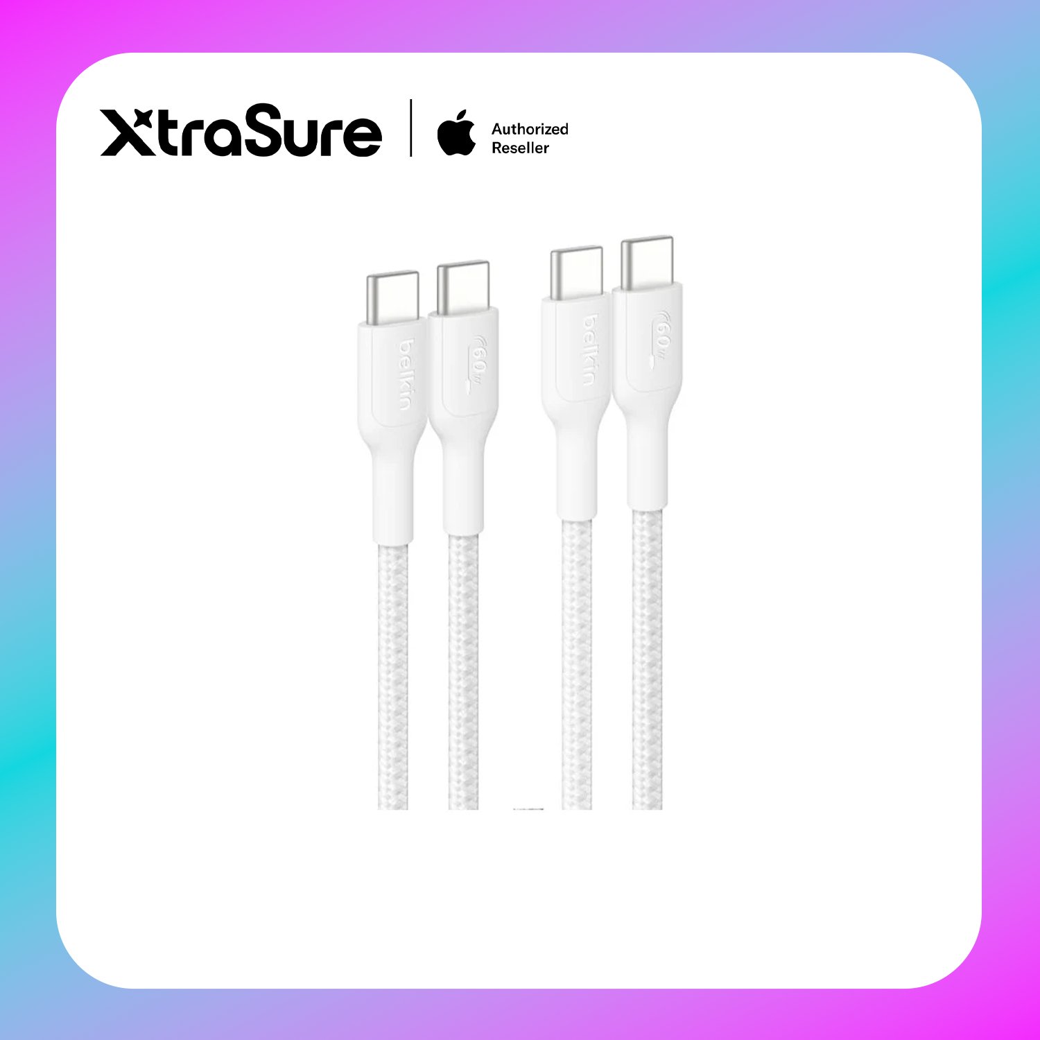 Belkin Boost Charge Pro Braided USB-C to USB-C Cable 2M-2pk (White)