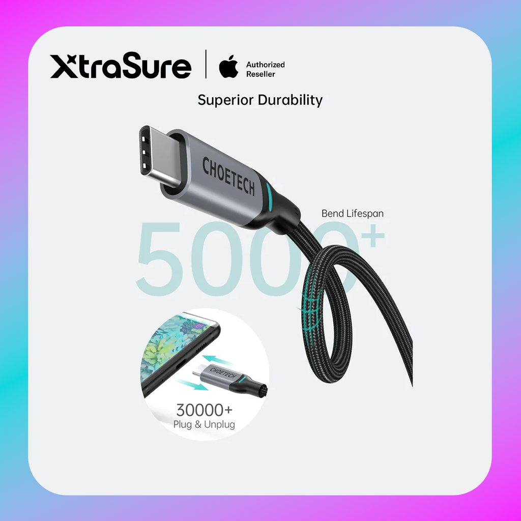 Choetech PD100W USB-C to USB-C Nylon Cable 1.8m (XCC-1002) Gray
