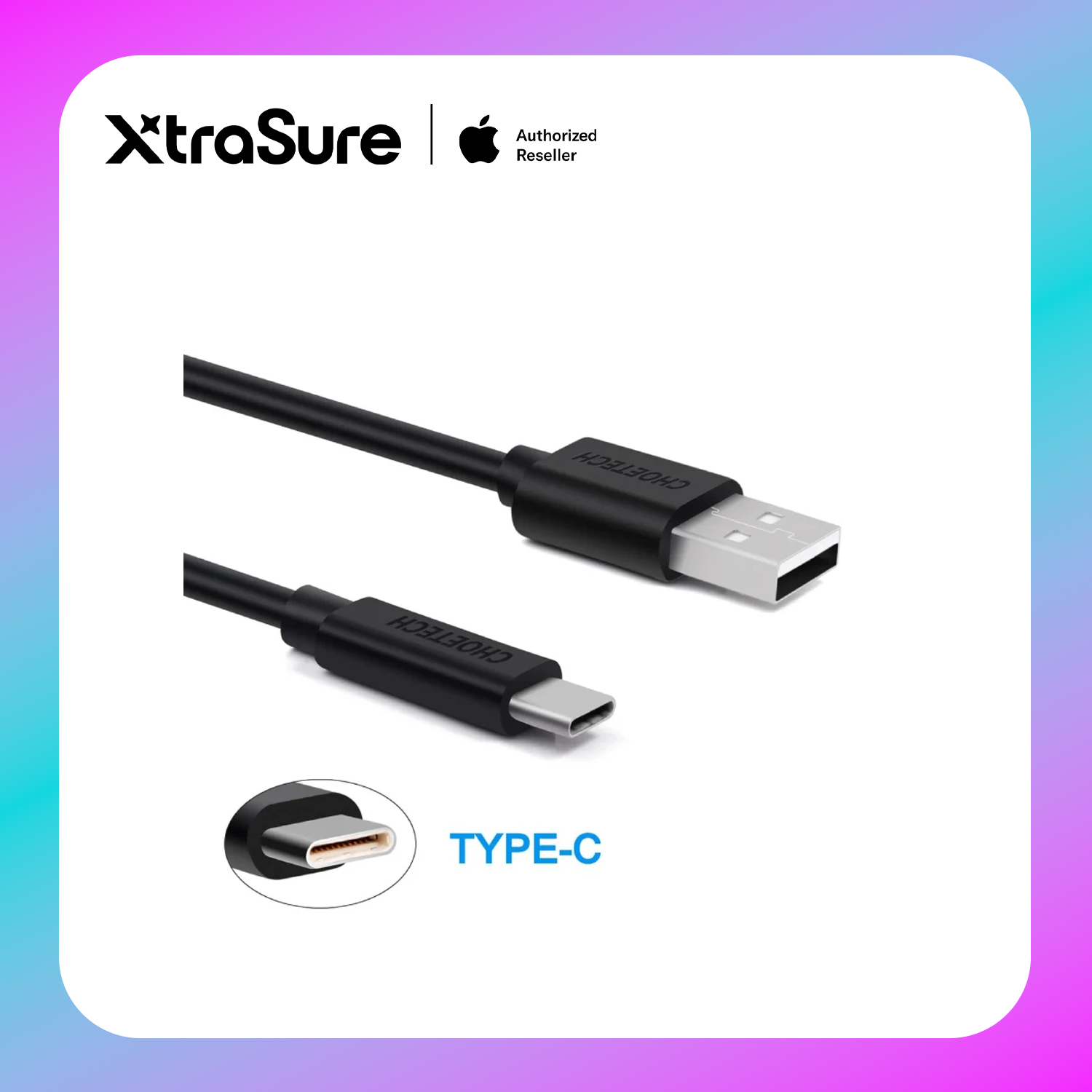 Choetech usb-A to type-c PVC cable 2m (AC0004) Black