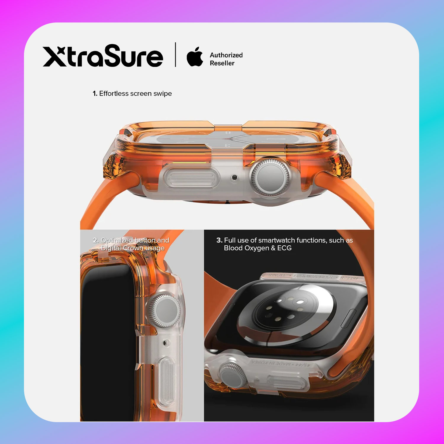 Ringke Fusion Bumper Case for Apple Watch (45mm,44mm) Neon Orange