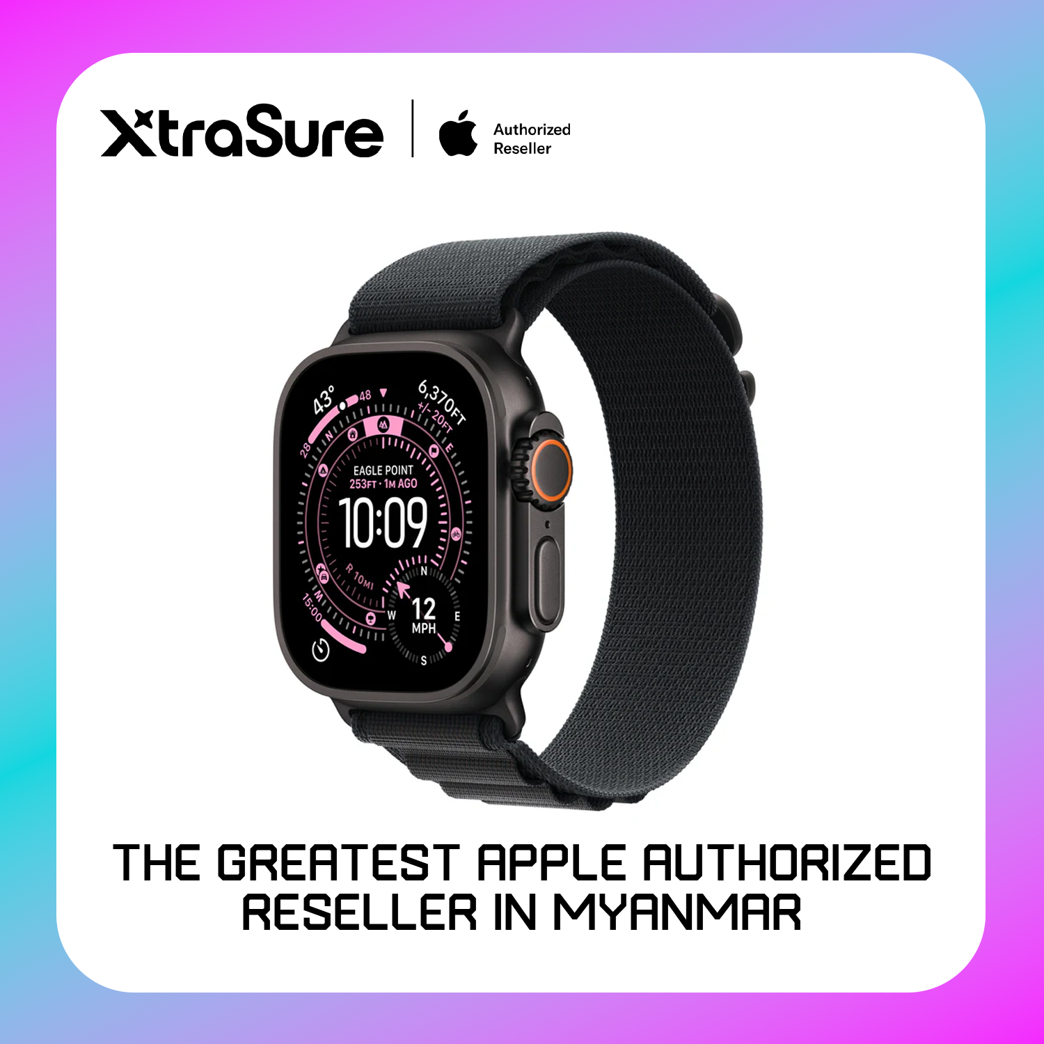 Apple Watch Ultra 3 GPS + Cellular, 49mm Black Titanium Case with Black Alpine Loop – MF0X4 (L) Main image
