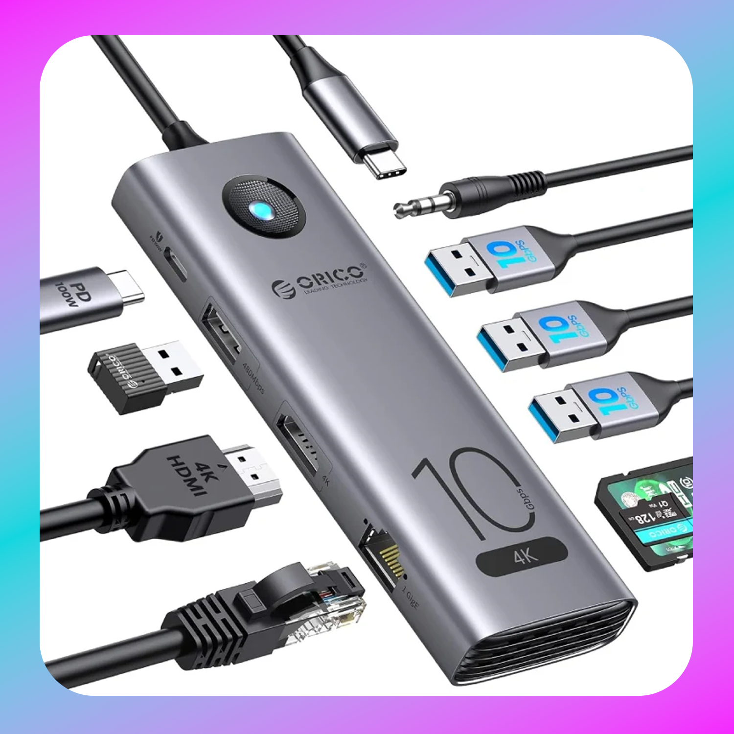 Orico 10 in 1 USB-C Hub with 4K@60Hz HDMI Main image