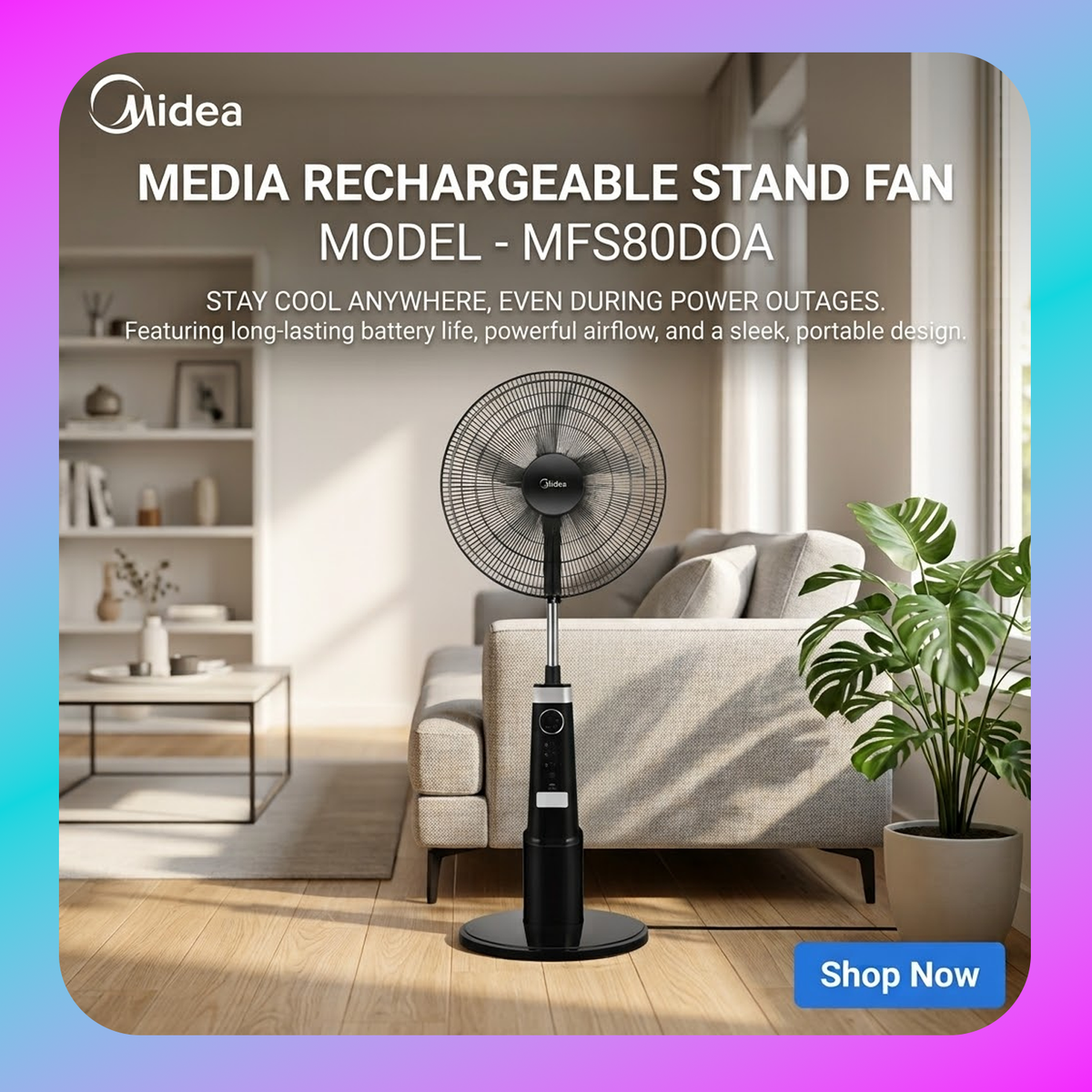 Media Rechargeable Stand Fan Main image