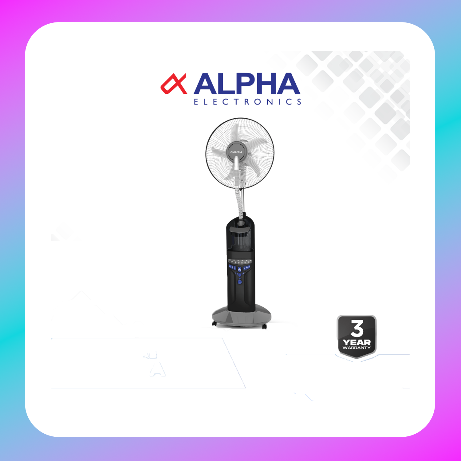 Alpha ALMF180BT Rechargeable Mist Stand Fan Main image