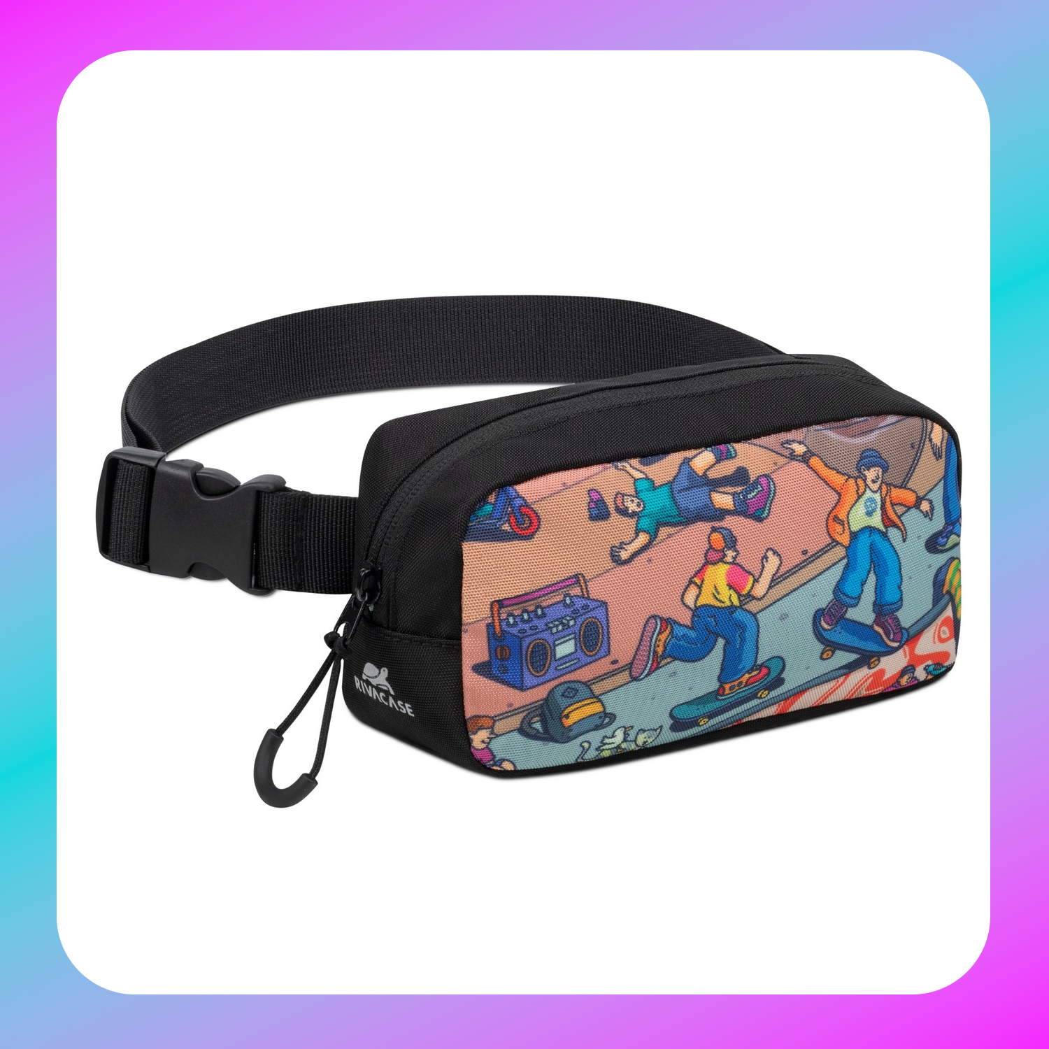 RIVACASE 5410 Agora black Waist Print bag "Skaters" /12