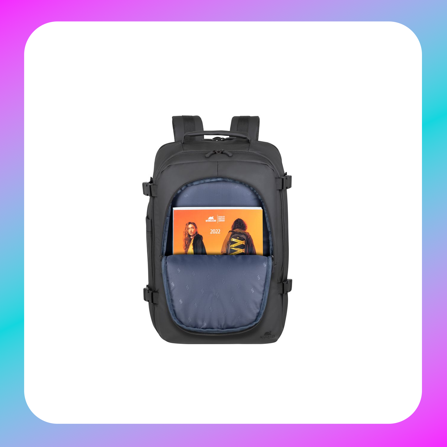 RIVACASE 8465 black Coated ECO Travel Laptop Backpack 17.3”