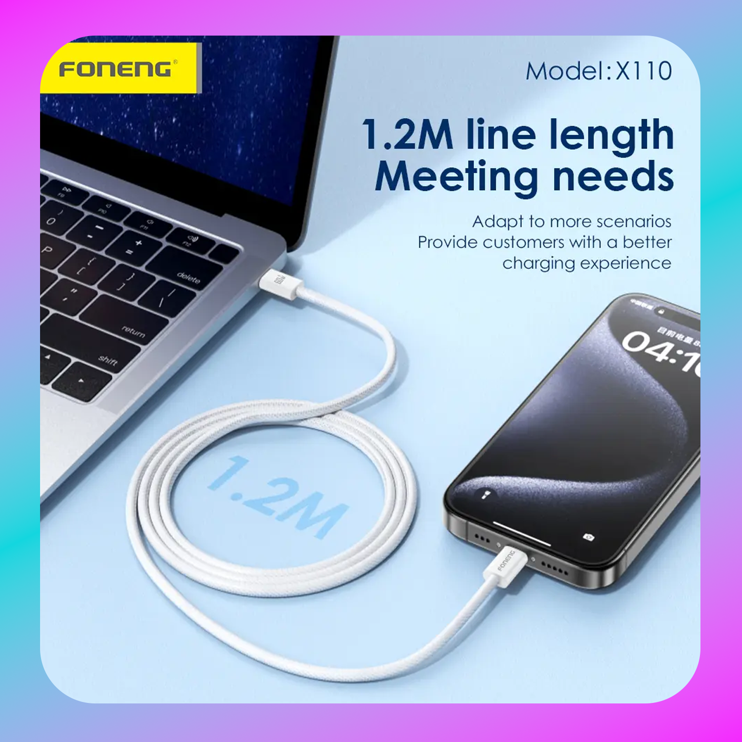 Foneng X110 1.2M Braided Cable (60W) Secondary image