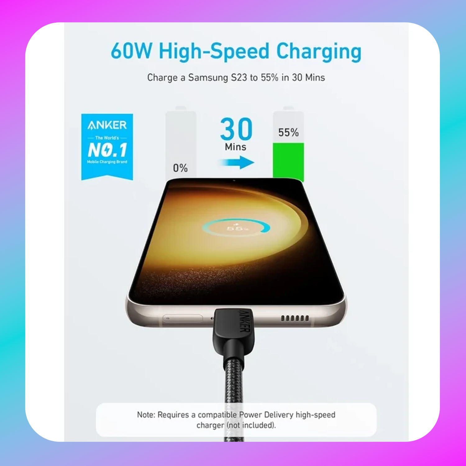 Anker 310 USB C Cable(60W, 10FT)