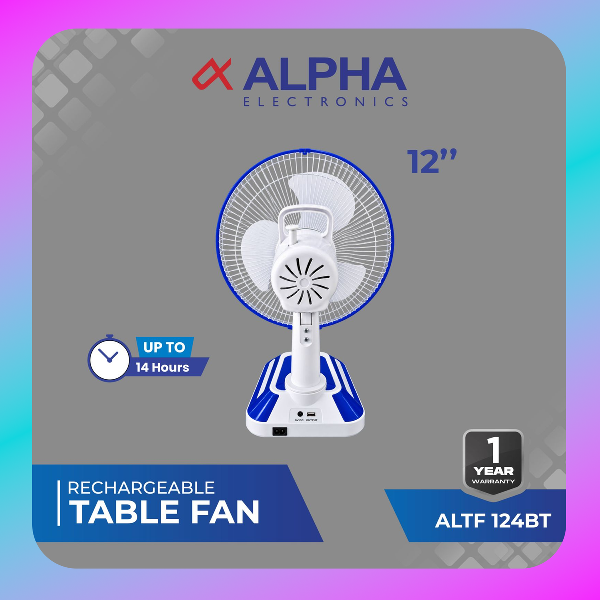 Alpha Rechargeable Table Fan