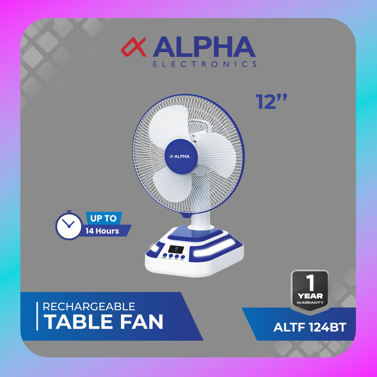 Alpha Rechargeable Table Fan