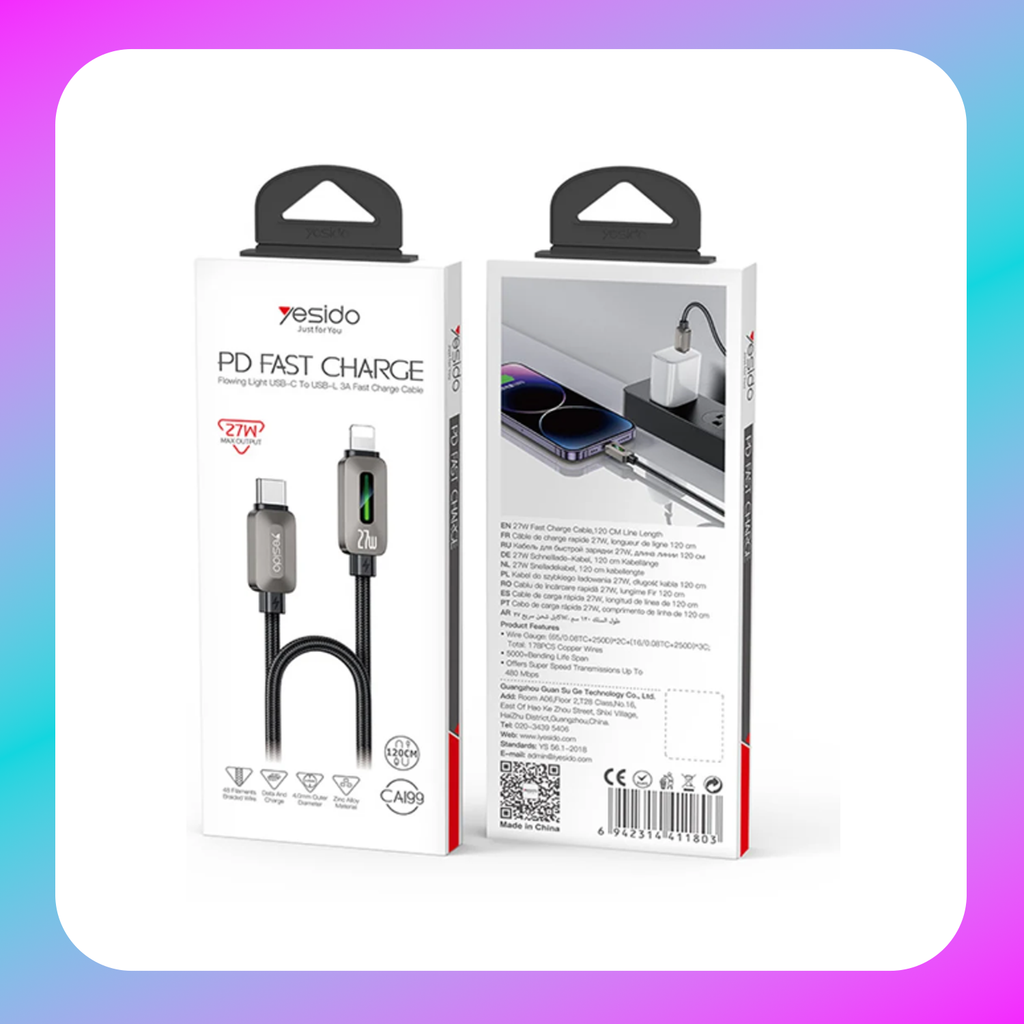 Yesido C TO Lighting(27W Data cable) - CA199