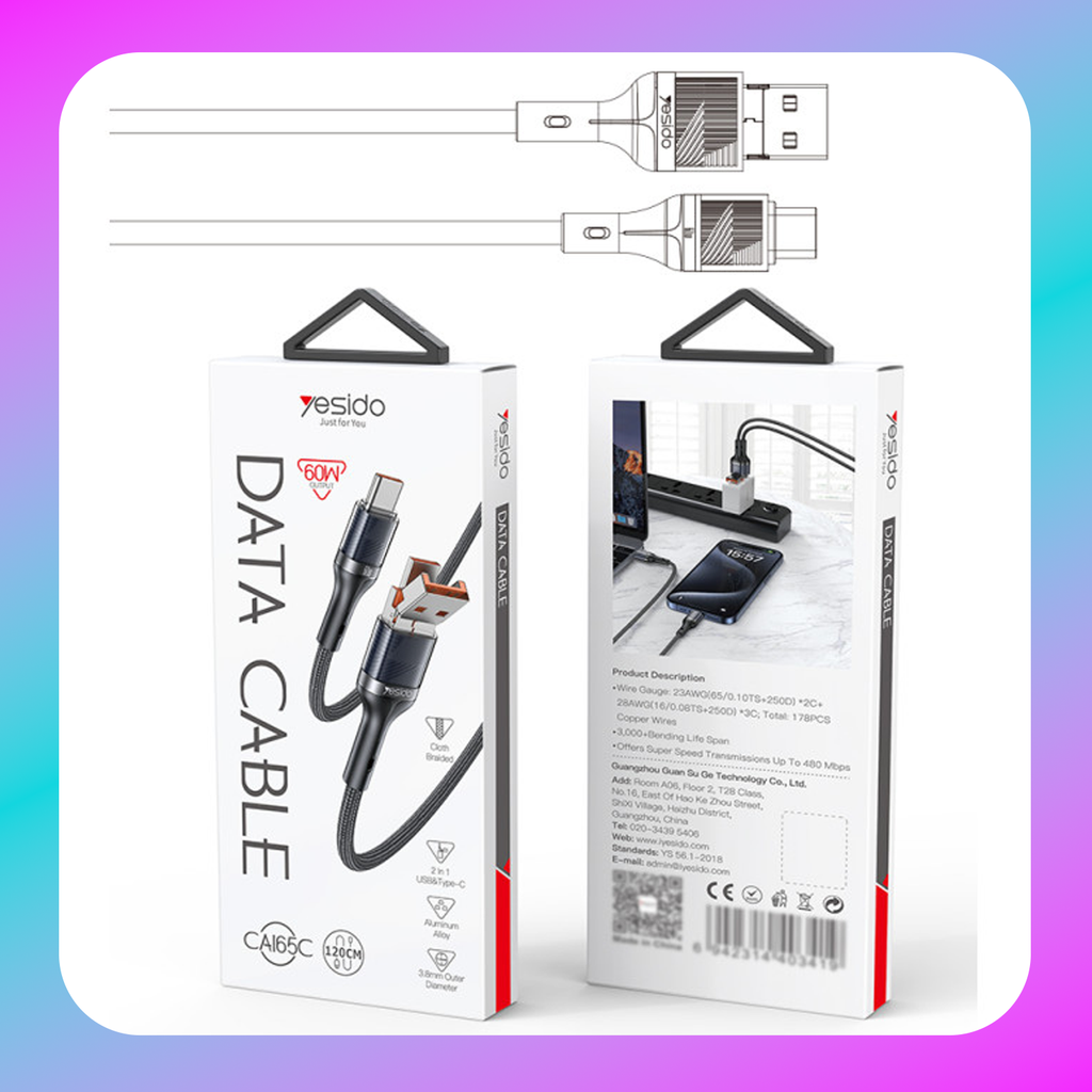 Yesido Type C TO C/60W (Data Cable)