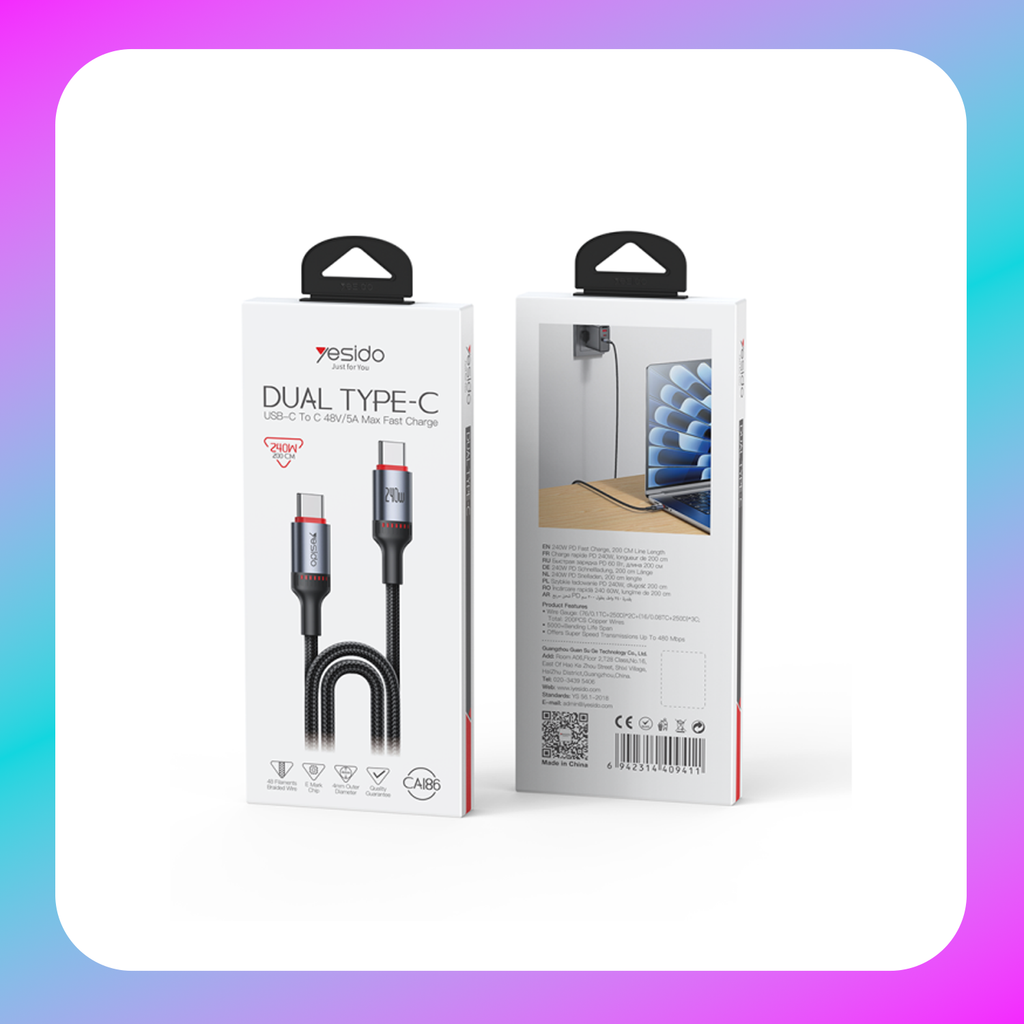 Yesido Type C-C 240W Data cable
