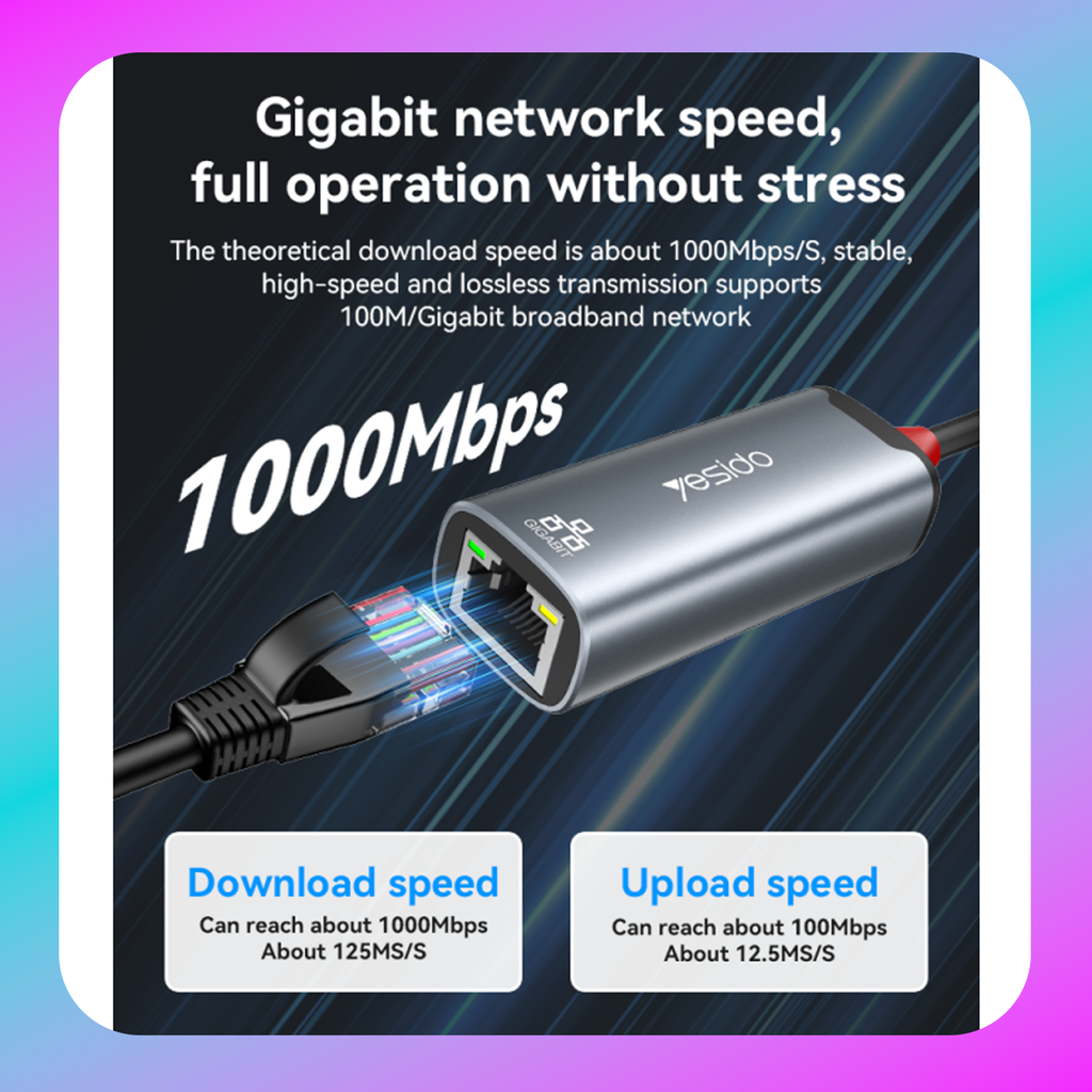 Yesido HB26 Type-C/USB to RJ45 Gigabit Ethernet