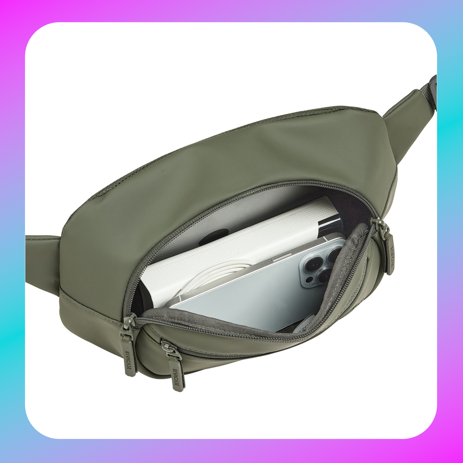 Rivacase 7812 olive green ECO Waist/Sling bag, size M Secondary image