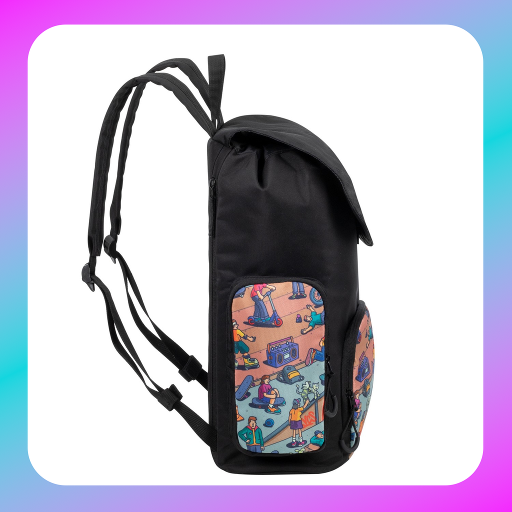 RIVACASE 5425 Agora black Urban Print backpack "Skaters", 15L / 12