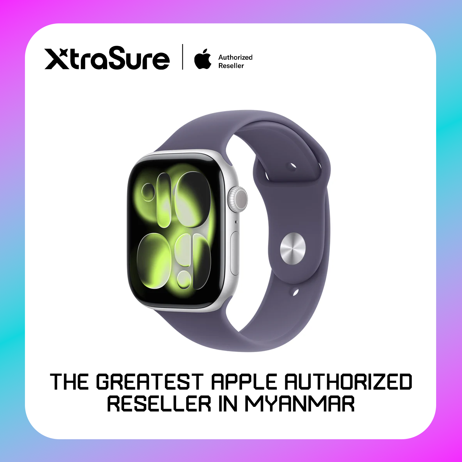 Apple Watch Series 11 GPS, 42 mm Silver Aluminium Case with Purple Fog Sport Band – MEU64 (S/M) Main image